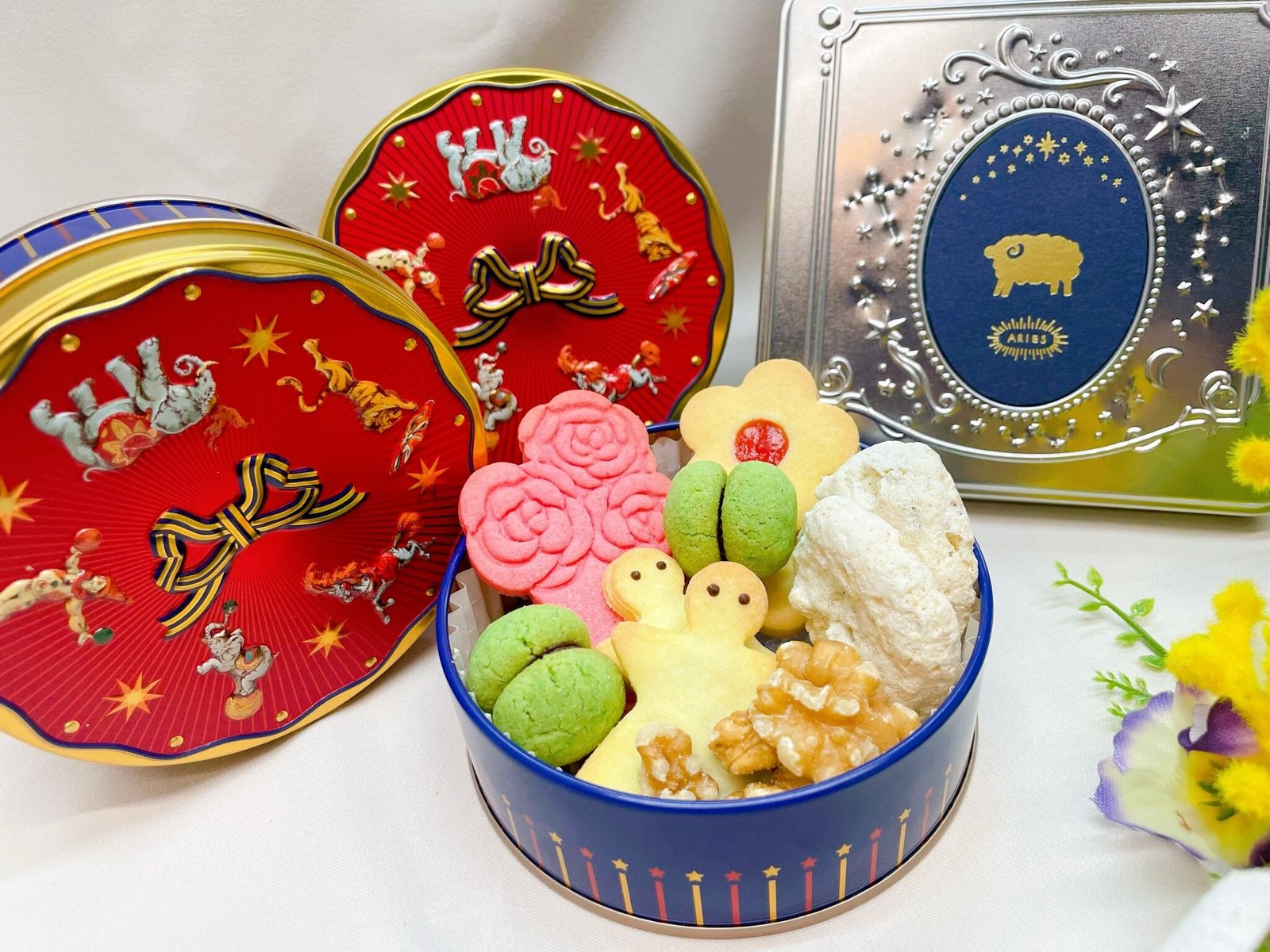 母の日期間限定!イタリア菓子のクッキー缶(丸缶)中